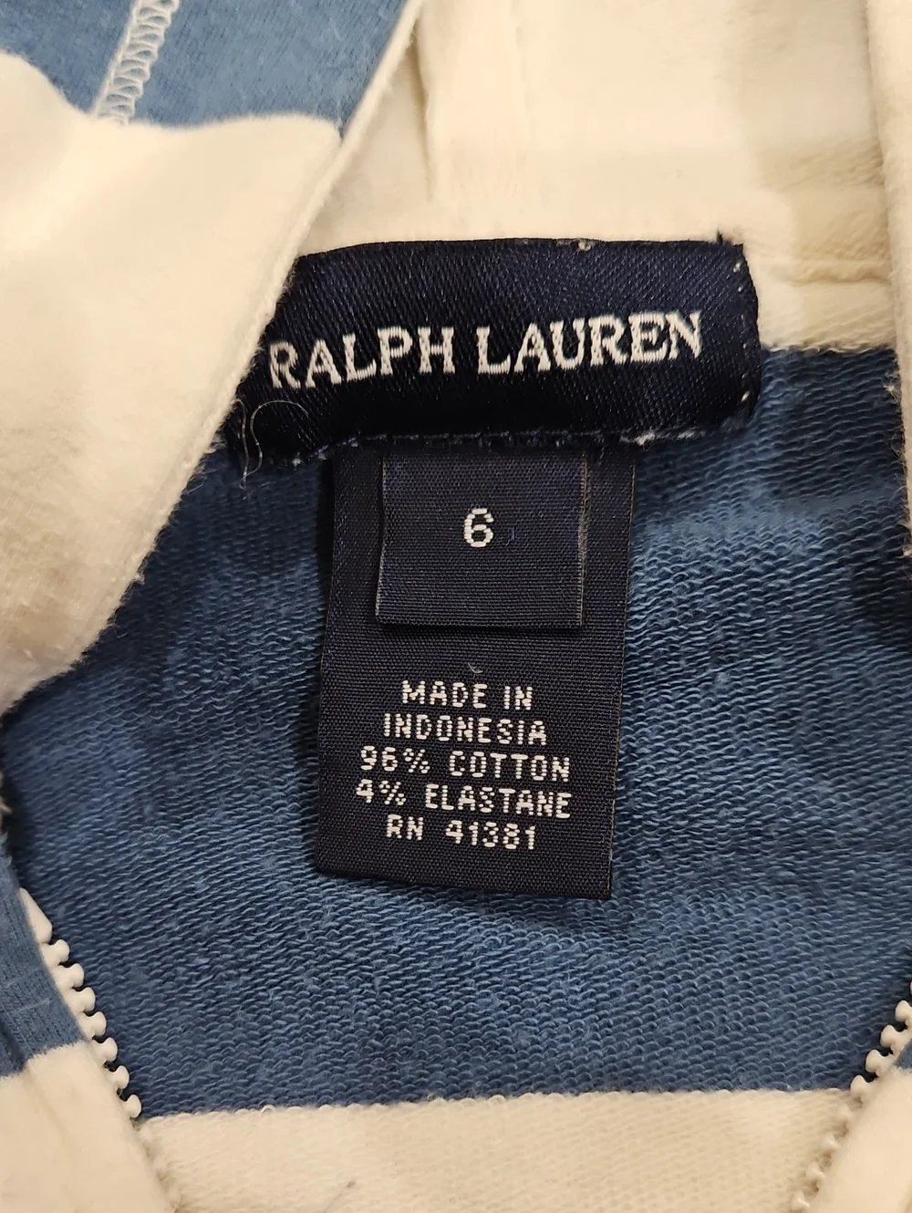 Ralph Lauren Kids Navy & White Striped Zip Hoodie